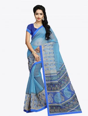 Sky Blue Kota Silk Designer Saree FABSA20617