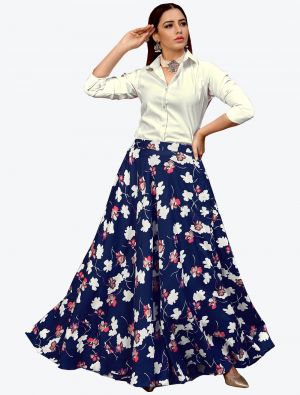 navy blue silk skirt with top fabku20300
