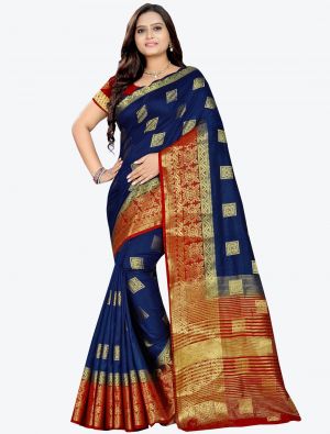 Blue Banarasi Silk Designer Saree small FABSA20780