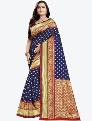 Blue Banarasi Silk Designer Saree small FABSA20803