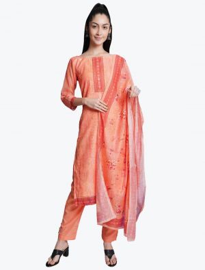 Orange Chanderi Silk Party Wear Designer Palazzo Suit small FABSL20881