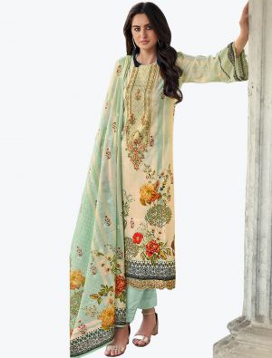 Light Cream Premium Cotton Exclusive Designer Salwar Suit small FABSL21006