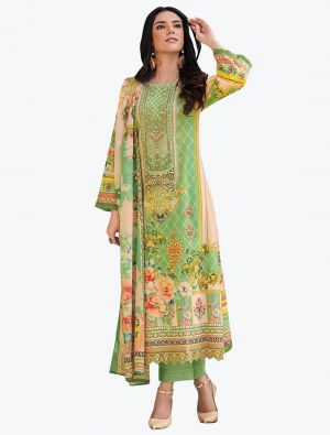 Pastel Green Premium Cotton Exclusive Designer Salwar Suit small FABSL21004