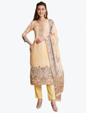 Yellow Crepe Salwar Suit with Digital Printed Dupatta small FABSL21066