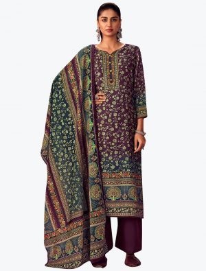 Deep Wine Pashmina Digital Printed Salwar Suit small FABSL21171