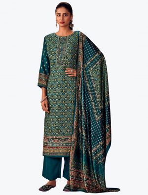 Teal Green Pashmina Digital Printed Salwar Suit small FABSL21170