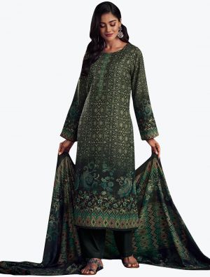 Green Pashmina Digital Printed Winter Salwar Suit small FABSL21195