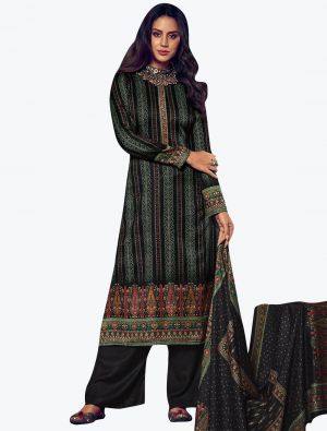 Deep Black Pashmina Warm Salwar Suit small FABSL21230