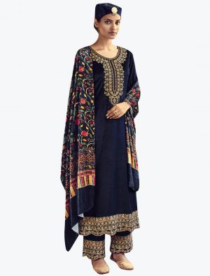 Navy Blue Premium Velvet Designer Salwar Suit small FABSL21217