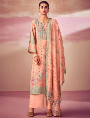 Peach Pure Cotton Digital Printed Palazzo Suit small FABSL21458