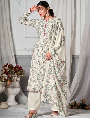 Ivory White Pure Cotton Digital Printed Salwar Kameez small FABSL21512