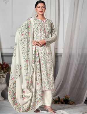 Off White Pure Cotton Digital Printed Salwar Kameez small FABSL21507