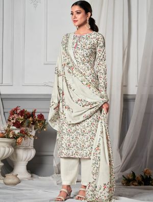 Pale White Pure Cotton Digital Printed Salwar Kameez small FABSL21511
