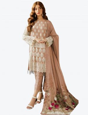 Light Coffee Georgette Pakistani Suit with Dupatta small FABSL20222