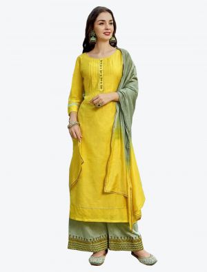 Yellow Rayon Straight Suit with Dupatta small FABSL20227