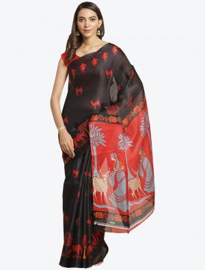 Black Bhagalpuri Art Silk Designer Saree small FABSA20879