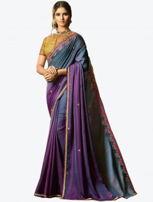 Bluish Purple Dola Silk Designer Saree small FABSA20769