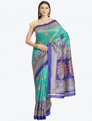 Cyan Bhagalpuri Art Silk Designer Saree small FABSA20873