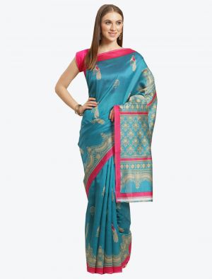 Light Blue Bhagalpuri Art Silk Designer Saree small FABSA20880