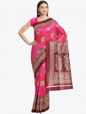 Pink Bhagalpuri Art Silk Designer Saree small FABSA20871