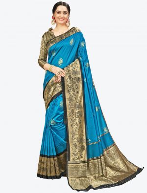 Blue Banarasi Silk Designer Saree small FABSA20928