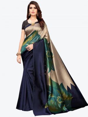 Dark Blue Bhagalpuri Art Silk Designer Saree small FABSA20897