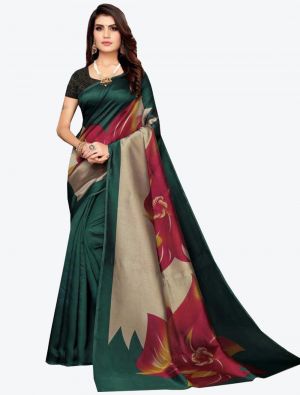 Dark Green Bhagalpuri Art Silk Designer Saree small FABSA20899