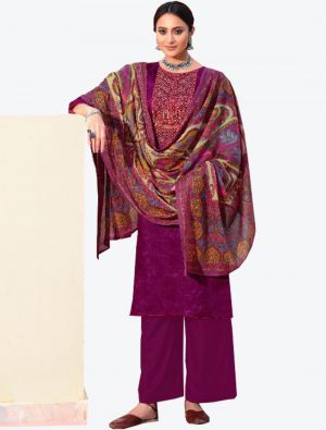 Purple Cotton Semi Stitched Plazzo Suit with Dupatta small FABSL20344