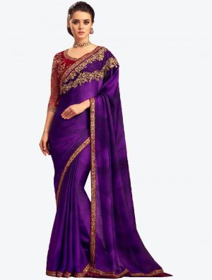 Purple Silk Designer Saree small FABSA20970