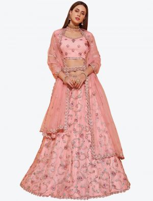 Gentle Pink Soft Net Wedding Wear Heavy Designer Lehenga Choli small FABLE20201