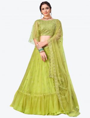 Light Green Net Party Wear Designer Lehenga Choli with Dupatta small FABLE20256