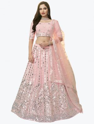 Light Pink Fine Georgette Party Wear Designer Lehenga Choli FABLE20260