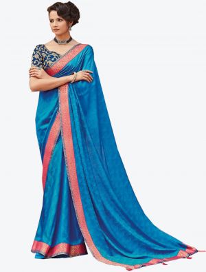 Blue Banarasi Jacquard Designer Saree small FABSA20822