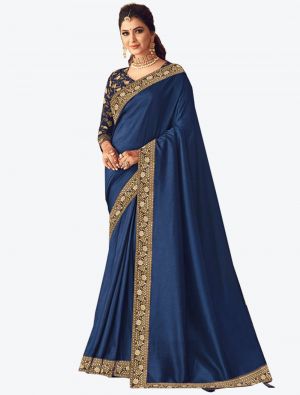 Blue Soft Silk Designer Saree small FABSA20907