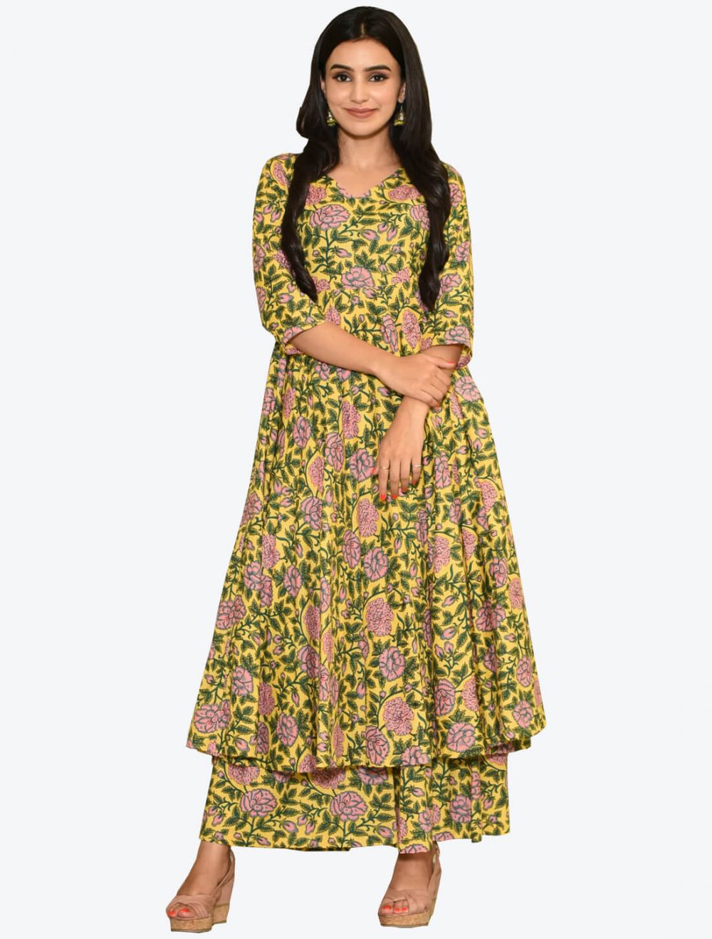 Buy Jaipur Kurti Yellow & Olive Printed Kurta & Palazzo Set for Women's  Online @ Tata CLiQ