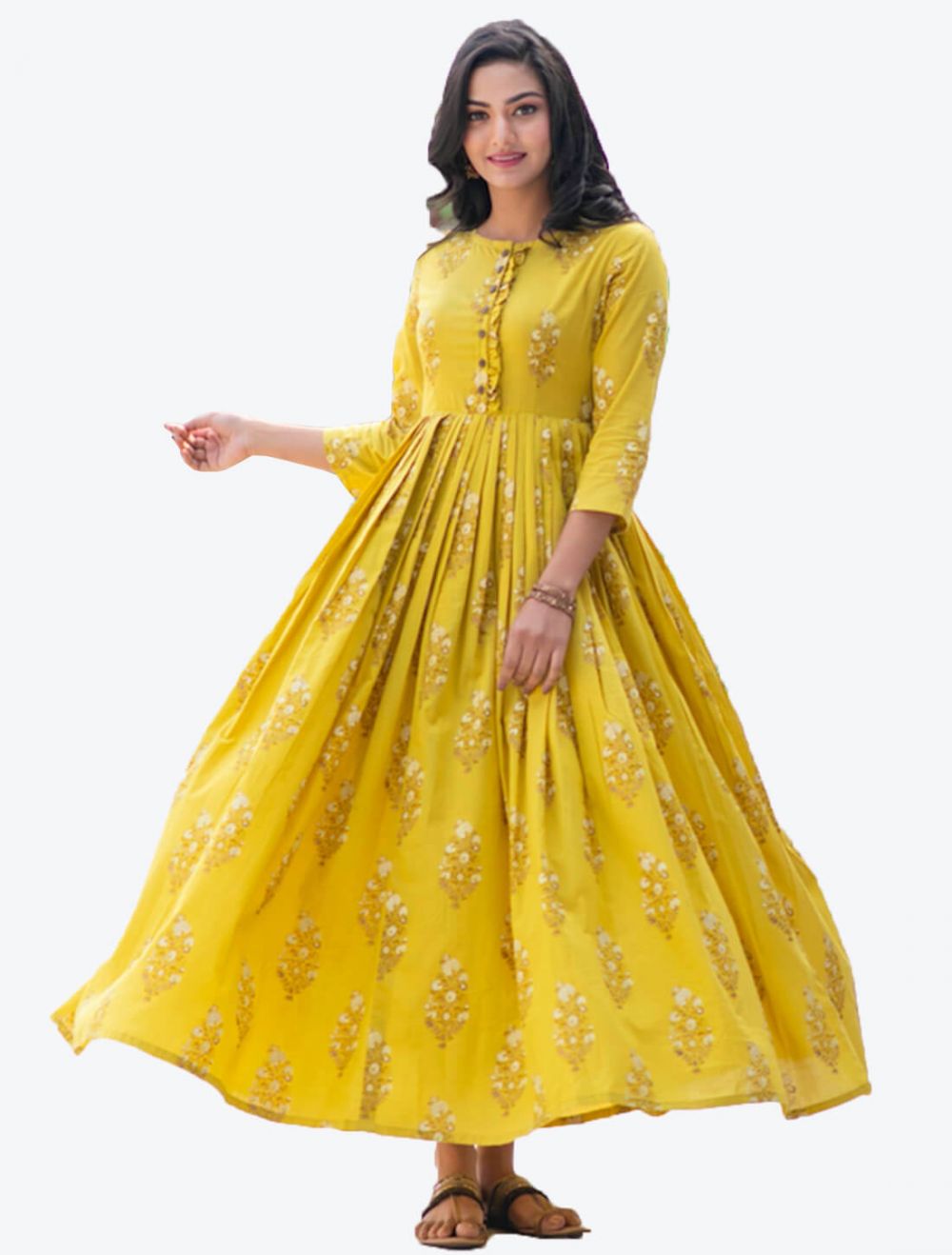 A never-seen-before festive collection of Kurtis in different shades -  Mustard Fashion