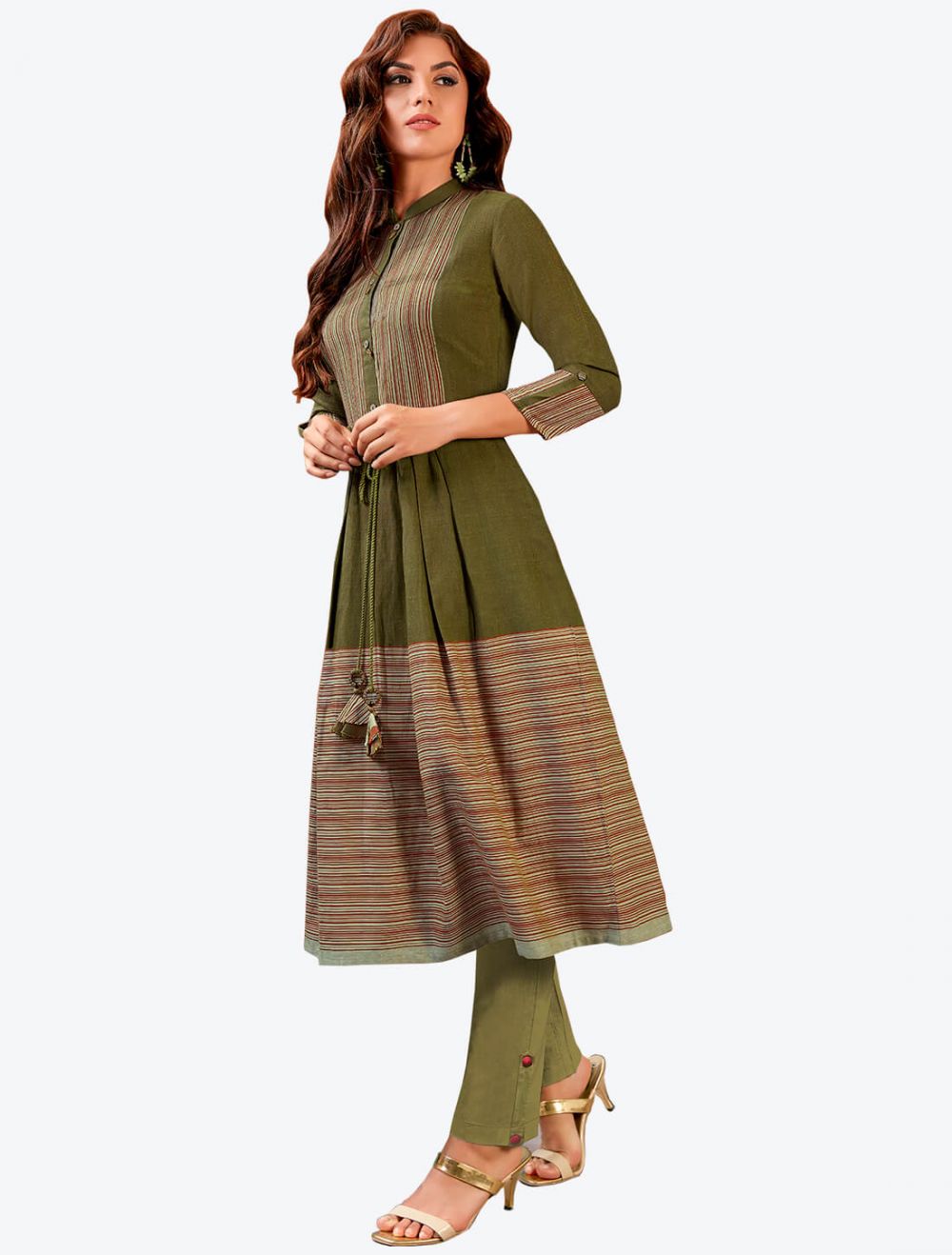 Online shopping for green Pure Mangalagiri cotton kurti – Unnatisilks