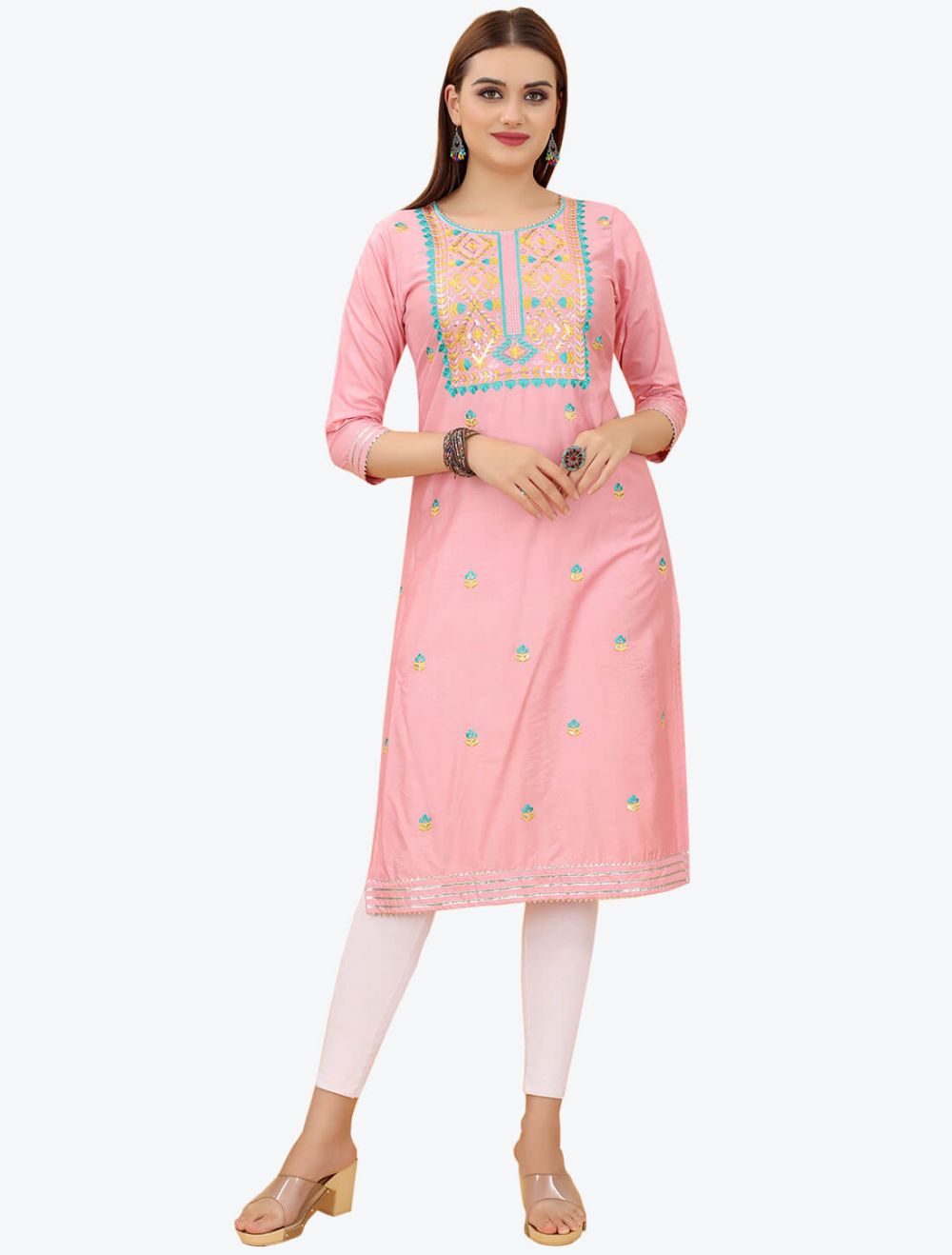 Baby Pink Kurti Sharara For Ladies - Evilato Online Shopping