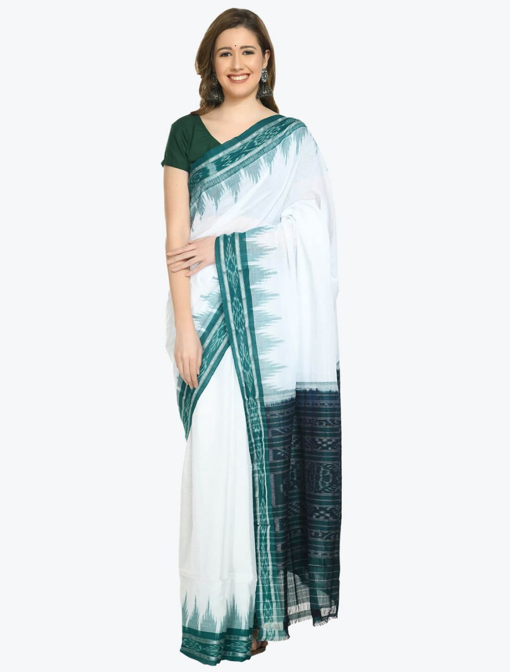 Ethnic Odisha Pure Cotton Printed Sambalpuri Saree (White Red Black) :  Amazon.in: Fashion