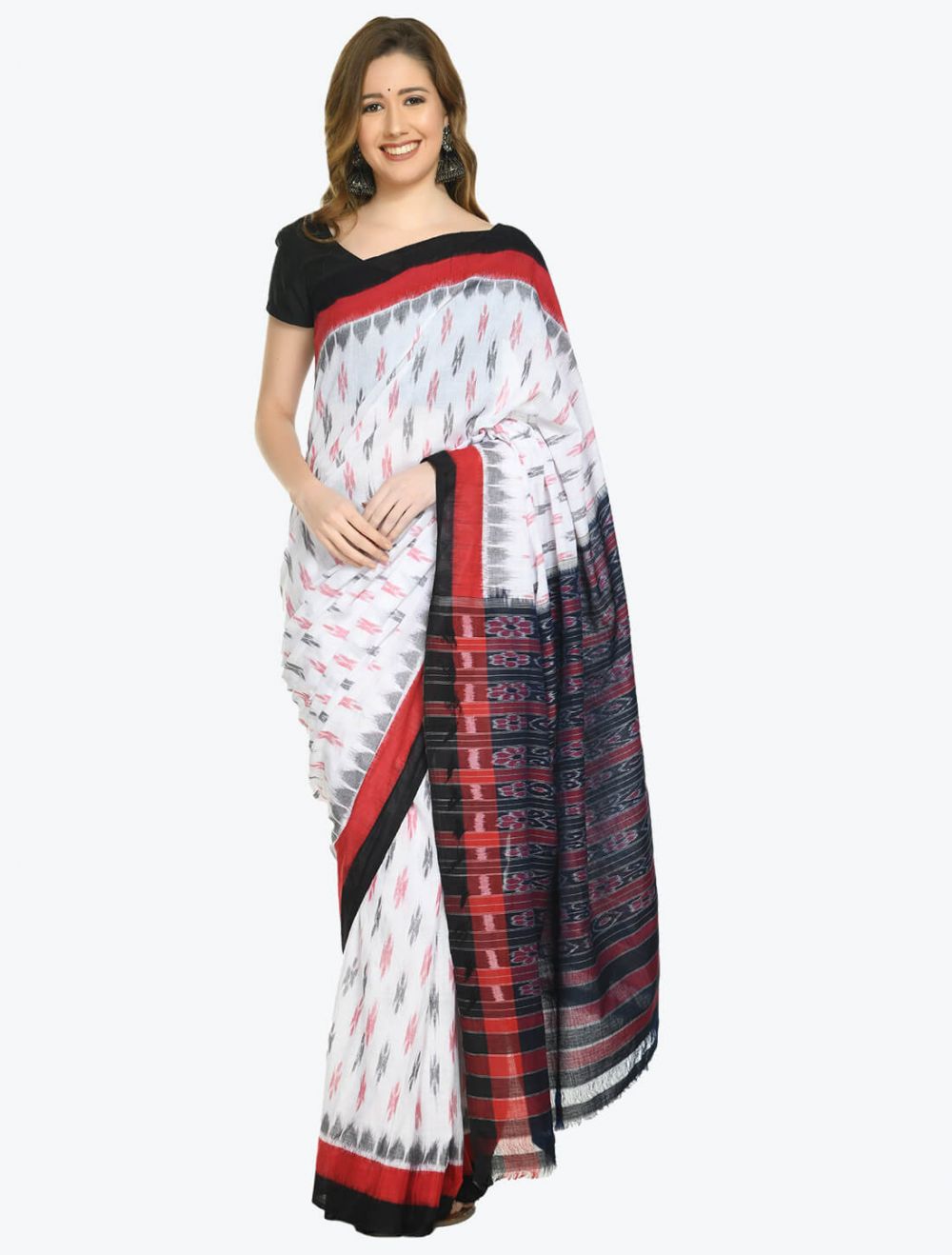 Red Sambalpuri silk saree – Boyanika Odisha