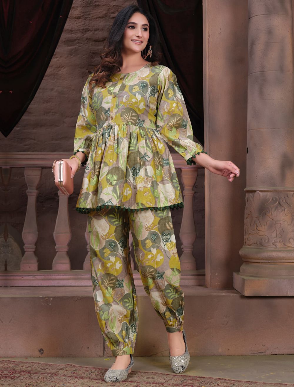 Green Chanderi Smart Co Ord Set