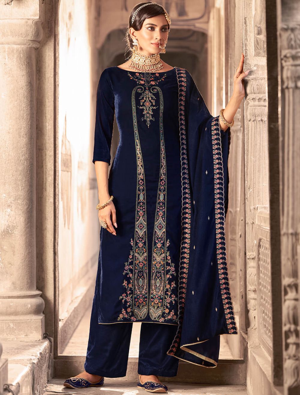 Buy Light Blue Net Salwar Suit (NWS-6706) Online
