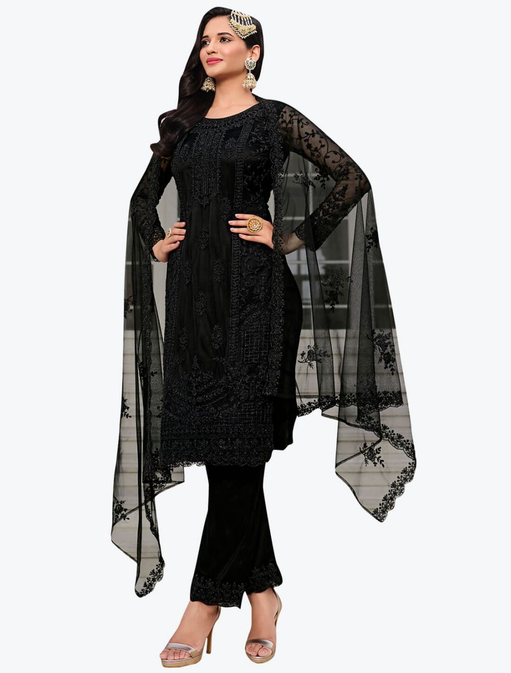 Black Net Exclusive Designer Salwar Suit with Dupatta