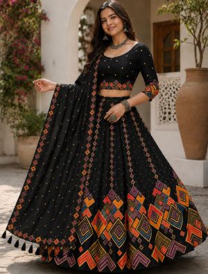 Black And Multicolor Rayon Festive Lehenga Choli FABLE20609