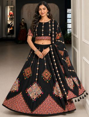 Black And Rust Rayon Festive Lehenga Choli FABLE20610