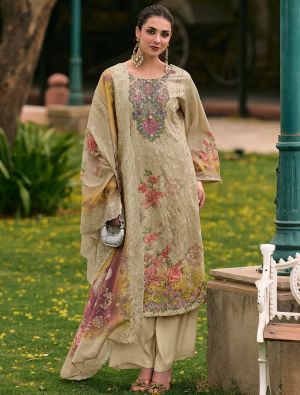 Deep Cream Lawn Cotton Digital Printed Pakistani Salwar Kameez FABSL22596