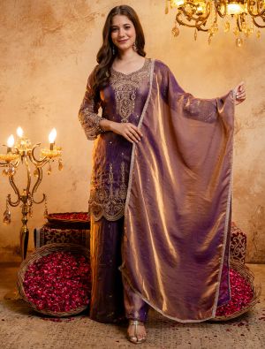 Deep Mauve Fendy Silk Embroidered Ready To Wear Salwar Kameez swatch FABSL22575