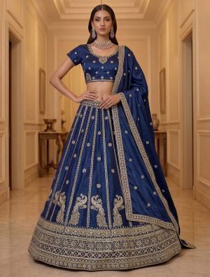 Deep Sapphire Blue Art Silk Semi Stitched Lehenga Choli FABLE20593