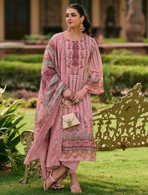 Dusty Rose Pink Lawn Cotton Digital Printed Pakistani Salwar Kameez FABSL22601