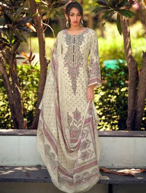 Ivory Lawn Cotton Pakistani Salwar Kameez With Thread Work FABSL22566